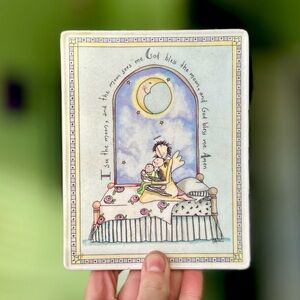 VTG Cartoon Whimsical Crescent Moon Astrological Faith Based Decor Art